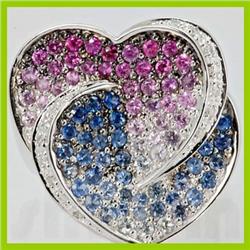 Genuine  1.94 ctw Pink Sapphire& Diamond Ring 14KT White Gold Ring Size 7.5