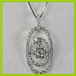 Geniune 0.87 ctw Round Diamond Pendant 18kt Gold-White