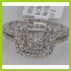 Genuine 0.78 ctw Princess cut Diamond Ring 14kt White Gold