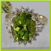 Image 1 : Genuine  7.76 ctw  Peridot Ring  14KT Yellow Gold  Ring Size  