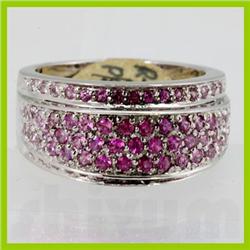 Genuine  1.19 ctw Pink Sapphire& Diamond Ring 14KT White Gold Ring Size 7
