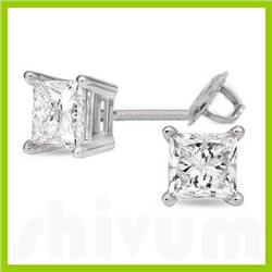 2.50 ctw Princess cut Diamond Stud Earrings F-G, SI2