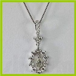 Genuine 0.550 ctw hang  Diamond Pendant 18kt Gold-White