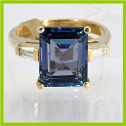 Genuine  5.46 ctw Tanzanite & Diamond Ring 14KT Yellow Gold Ring Size 7.5