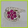 Image 1 : Genuine  1.13 ctw Ruby& Diamond Ring 14KT White Gold Ring Size 7