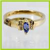 Image 1 : Genuine  0.38 ctw Tanzanite & Diamond Ring 14KT Yellow Gold Ring Size 7