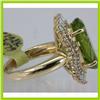 Image 2 : Genuine  9.86 ctw  Peridot Ring  14KT Yellow Gold  Ring Size  6