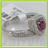 Image 2 : Genuine 1.96 ctw 18k White Ruby & Diamond Gold Ring 