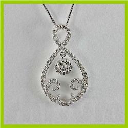 Genuine 0.72 ctw Diamond Pendant 18kt Gold-White 