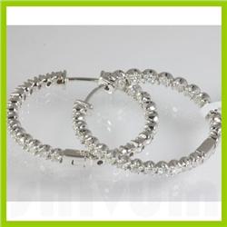 Genuine 1.792 ctw Inside-Outside Hoop Diamond Earring 18kt Gold-White 