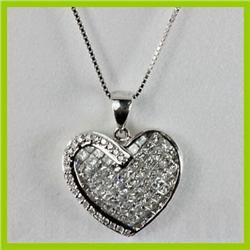 Genuine 1.47 ctw Heart Diamond Pendant 18kt Gold-White