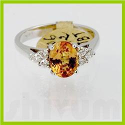 Genuine  2.29 ctw Yellow Sapphire& Diamond Ring 14KT White Gold Ring Size 7