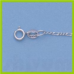 Genuine 16" 14kt Italian Gold-White 1.1mm, Figaro Chain Gauge:030, 1.4gr