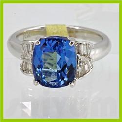 Genuine  4.50 ctw Tanzanite & Diamond Ring 14KT White Gold Ring Size 7