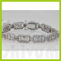 Genuine 3.83ctw Diamond Bracelet 14K White Gold 