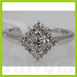 Genuine 0.51 ctw Diamond Ring 18K White Gold
