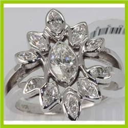Genuine 1.14 ctw Diamond Ring 14K White Gold