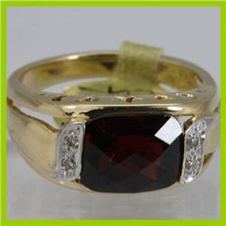 Genuine  4.04 ctw  Garnet Ring  14KT Yellow Gold  Ring Size  7