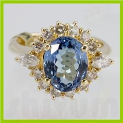Genuine  3.77 ctw Tanzanite & Diamond Ring 14KT Yellow Gold Ring Size 7