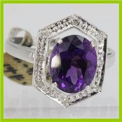 Genuine  4.19 ctw  Garnet Ring  14KT White Gold  Ring Size  7.25