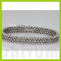 Genuine 6.61ctw Diamond Bracelet 14K White Gold 