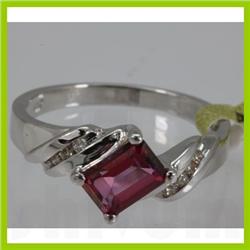 Genuine  1.18 ctw  Pink Rose  Ring  14KT White Gold  Ring Size  7