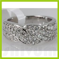 Genuine 0.8 ctw Diamond Ring 14K White Gold