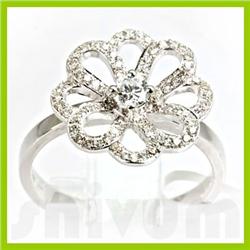 Genuine 0.44 ctw Diamond Ring 18kt Gold-White 