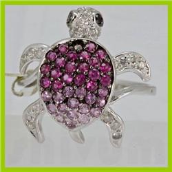 Genuine  1.09 ctw Pink Sapphire & Diamond Ring 14KT White Gold Ring Size 7