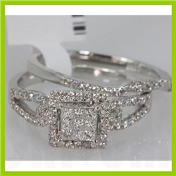 Genuine 0.91ctwPrincess cut Diamond Ring14kt White Gold
