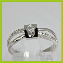 Genuine 0.11 ctw Diamond Ring 18kt Gold-White 