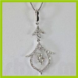 Genuine 0.78 ctw Diamond Pendant 18kt Gold-White 
