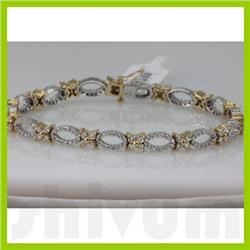 Genuine 3.47ctw Diamond Bracelet 14K Two Tone Gold 