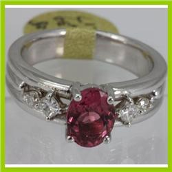 Genuine  1.47 ctw  Tourmaline Ring  14KT White Gold  Ring Size  7.5