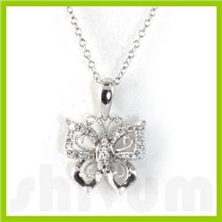 Genuine 0.1 ctw 14k White Gold Necklace 16" 2.24g