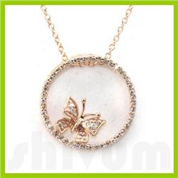 Genuine 0.18 ctw 14k Pink Gold Necklace 16" 2.28g