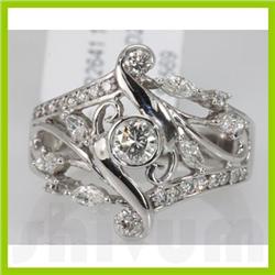 Genuine 0.84 ctw Diamond Ring 14K White Gold