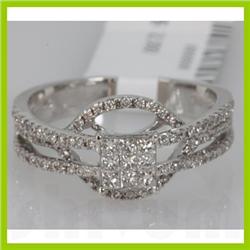 Genuine 0.76 ctw Princess cut Diamond Ring 14kt White Gold