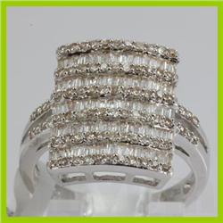 Genuine 0.90 ctw Baguette & Diamond Ring 18kt Gold-White 
