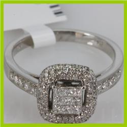 Genuine 0.94 ctw Princess cut Diamond Ring 14kt White Gold