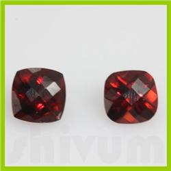Natural Red Garnet Checkered Cushion Cut AAA 9x9mm 2 pcs per lot 7.46ctw @ 15USD/ct