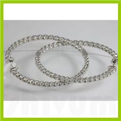 Genuine 2.586 ctw Inside-Outside Hoop Huggie & Diamond Earring 18kt Gold-White 