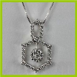 Genuine 0.78 ctw Diamond Pendant 18kt Gold-White 