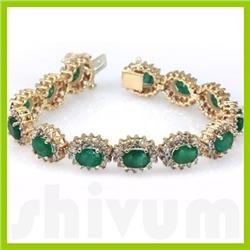 Genuine  23.3 ctw Emerald Diamond Bracelet  14K White or Yellow Gold 