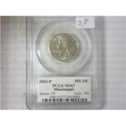 2002-P MISSISSIPPI PCGS MS67