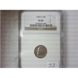 1969-S ROOSEVELT DIME NGC PF69