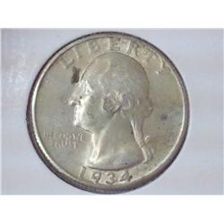 1934 WASHINGTON SILVER QUARTER