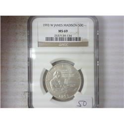 1993-W BILL OF RIGHTS HALF NGC MS69