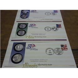 3 US MINT QUARTER FDC'S (IL, OH, TN)