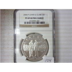 2004-P LEWIS & CLARK SILVER DOLLAR NGC PF69 ULTRA